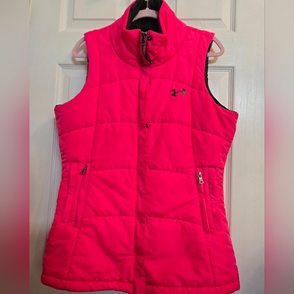 Under Armour Womens Puffer Vest Size Large Pink Insulated Full Zip - Picture 4 of 9